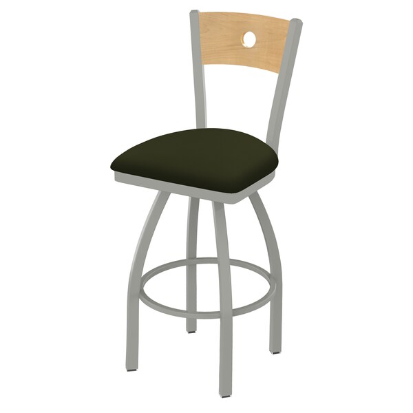 25" Swivel Counter Stool, Nickel Finish, Nat Back, Canter Pine Seat